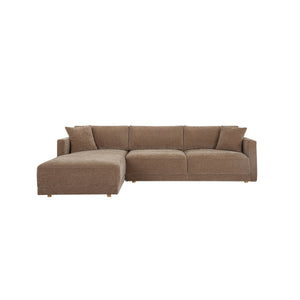 Bryn Camel Left Sectional Sofa with Oak Legs