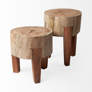 Asco 18"H Rustic Solid Reclaimed Wood Stool