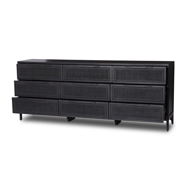 Sydney 9 Drawer Dresser - Black Cane
