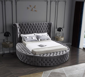 Lorena King Bed In Grey Velvet