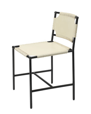 Asher Leather Dining Chair, White