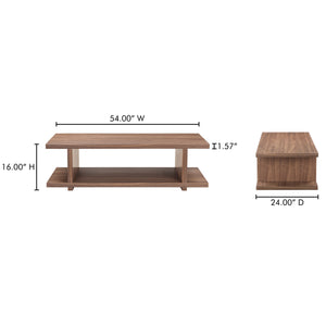 Miri Coffee Table in Walnut with Open-Shelf Design