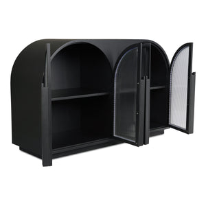 Salone Cabinet in Black with Reeded Glass
