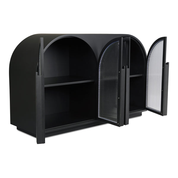 Salone Cabinet in Black with Reeded Glass