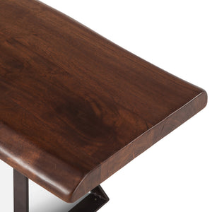 London Loft 90-Inch Acacia Wood Live Edge Dining Bench in Walnut Finish