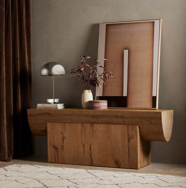 Elbert Console Table In Rustic Oak Veneer