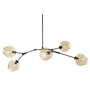 Harris Five Light Pendant Lamp - Black / Cognac