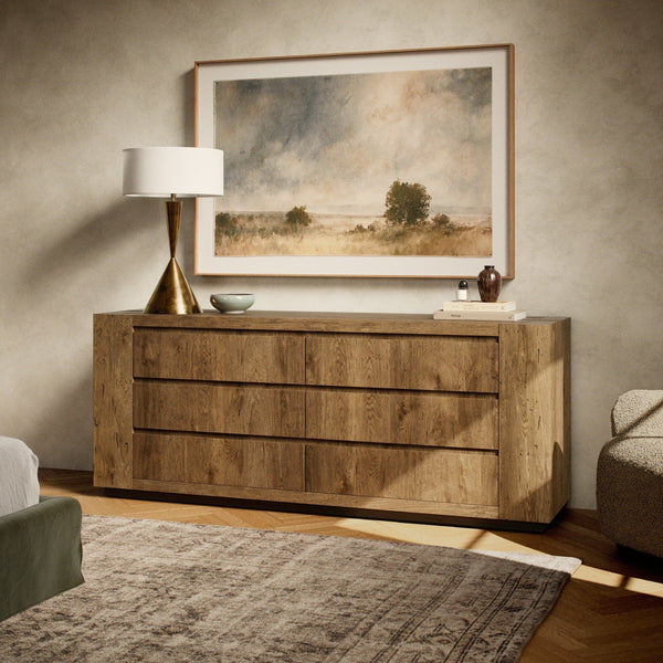 Abaso 6-Drawer Dresser In Rustic Wormwood Oak
