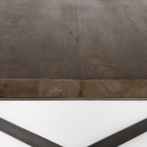 Faye 34L x 34W x 17H Medium Brown Wood W/Antique Nickel Metal Base Square Coffee Table