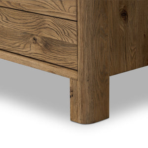 Noeline Media Console In Worn Oak And Worn Oak Veneer And Resawn Worn Oak