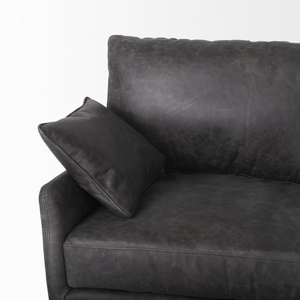 Cochrane 82L x 33W x 32.3 Black Leather Three Seater Sofa