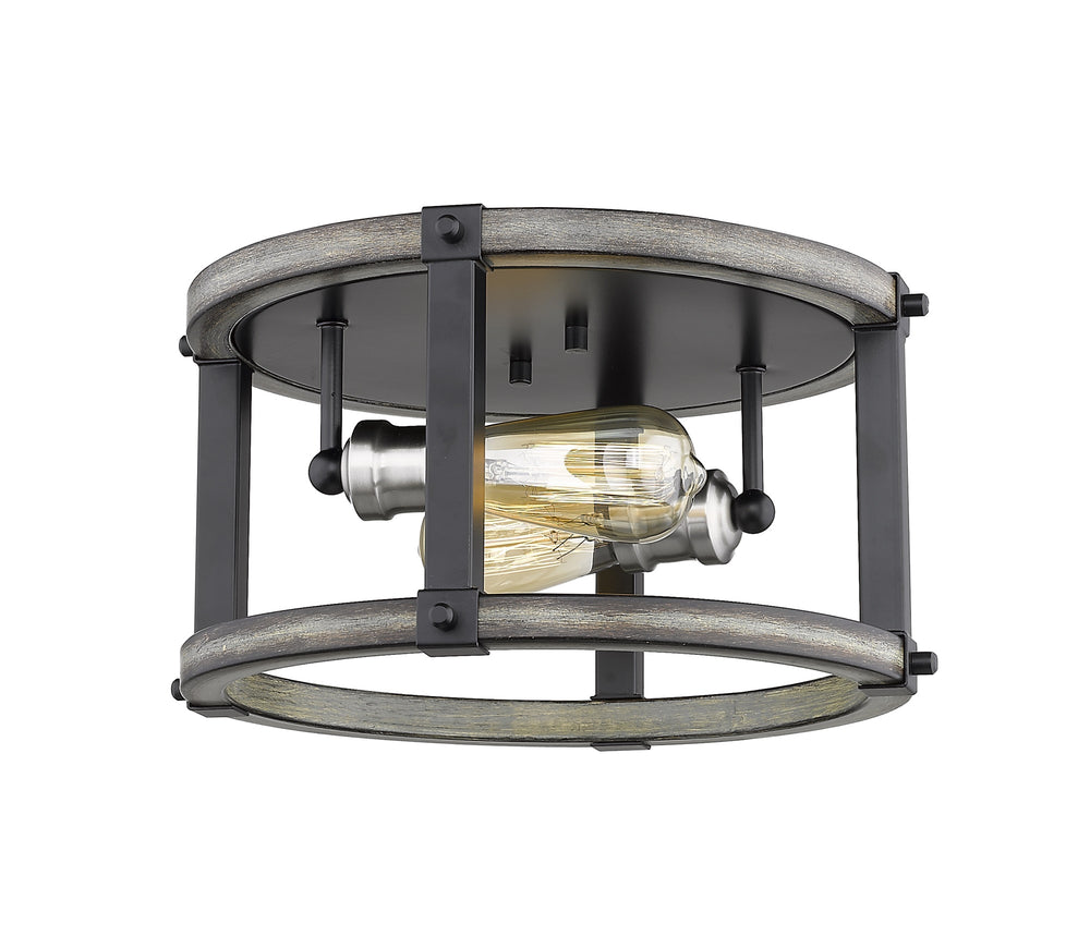 Kirkland 2 Light Flush Mount in Ashen Barnboard Finish