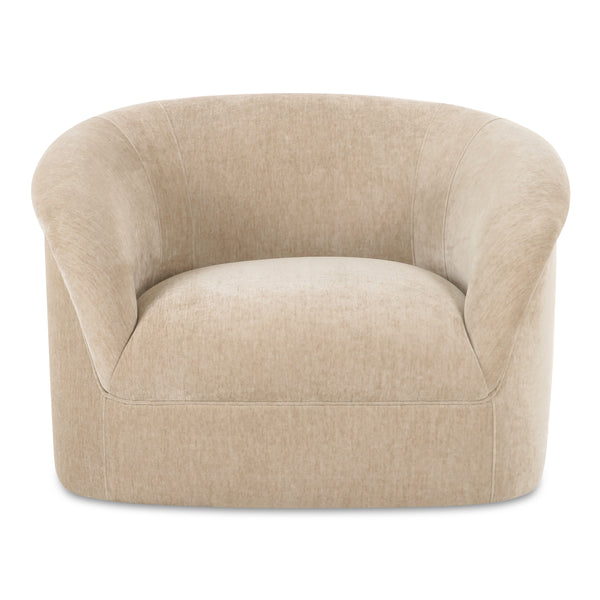Thora Lounge Chair in Beige Velvet Upholstery