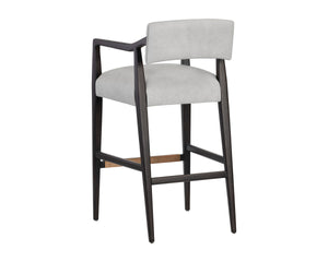 KEAGAN BARSTOOL - SALOON LIGHT GREY LEATHER