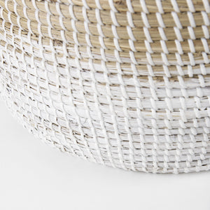 Maddie 13.8L x 13.8W X 15.0H (Set of 3) Light Brown W/White Dipped Seagrass Round Basket  W/ Handles