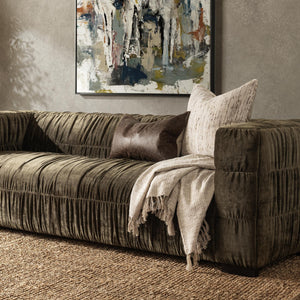 Afeela Upholstered Sofa in Fern Green with Ruched Upholstery