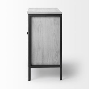 Savannah White Fir Veneer w/ Gray Metal 2-Door Accent Cabinet