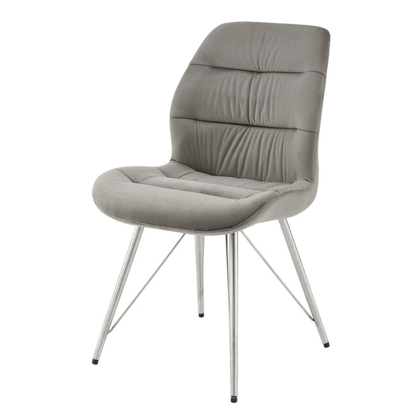 Raven Velvet Fabric Dining Side Chair In Gravel Gray (Set of 2)