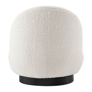Zolia Faux Shearling Swivel Accent Chair, Shearling Beige