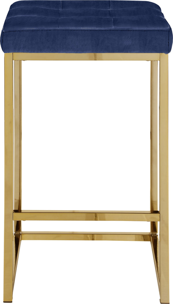 Pearl Stool In Navy Velvet and Gold