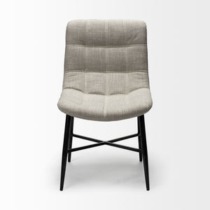 Barrow I Beige Fabric Wrap Black Metal Frame Dining Chair