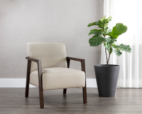 NEYMAR LOUNGE CHAIR - LINEA LIGHT GREY LEATHER