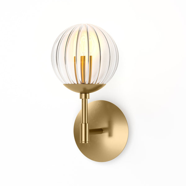 Sunset Sconce In Burnished Brass And Clear Ribbon Glass