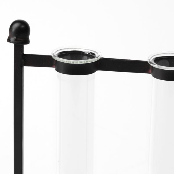 Bunsen Black Metal Five Glass Test Tube Vase