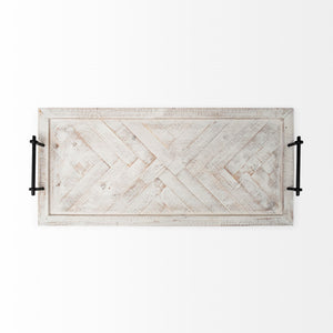 Alfred 35L x 16W Natural Wooden Herringbone Rectangular Tray