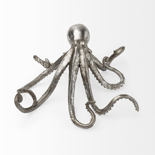 Strafford Medium 13L x 7W Silver Resin Octopus