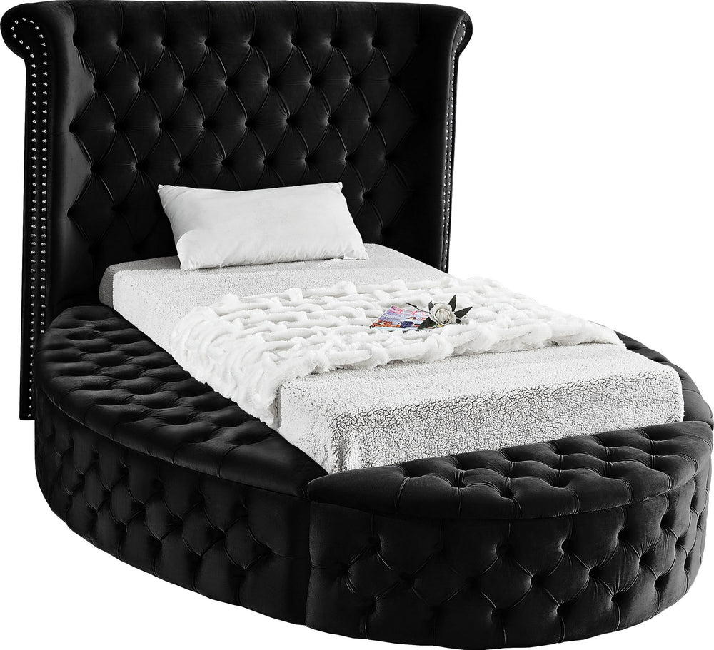 Lorena Twin Bed In Black Velvet