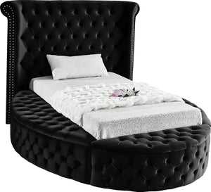 Lorena Twin Bed In Black Velvet