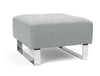DELUXE EXCESS OTTOMAN in MELANGE LIGHT GREY FABRIC WITH Chrome legs 538