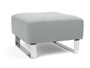 DELUXE EXCESS OTTOMAN in MELANGE LIGHT GREY FABRIC WITH Chrome legs 538