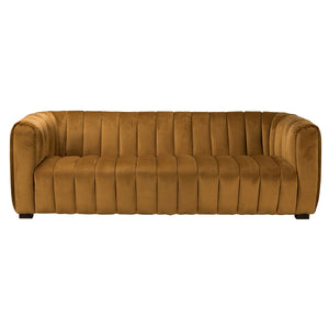 Claire Upholstered Velvet Sofa in Amber with Channel-Tufted Design