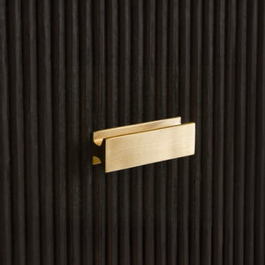 TWO DRAWER SIDE TABLE WITH FLUTED DETAIL IN DARK ESPRESSO OAK