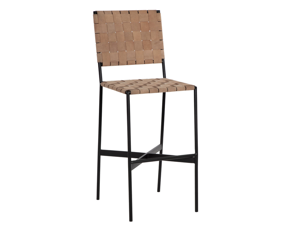 OMARI BARSTOOL - SUEDE LIGHT TAN LEATHER