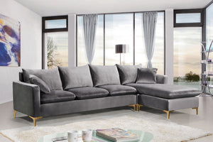 Lucy 2pc. Reversible Sectional In Grey Velvet