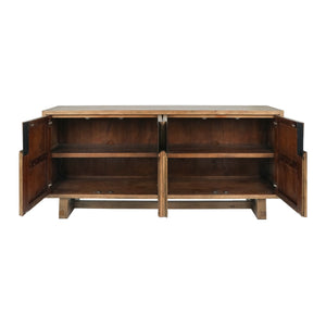Lyra Solid Wood 4Dr Buffet in Smoke Brown Finish