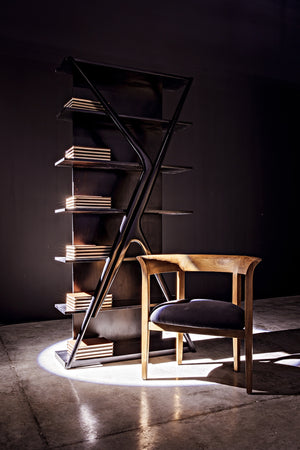 Vetra Teak and Veneer Bookcase in Hand-Rubbed Black