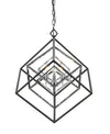 Euclid 3 Light Chandelier in Chrome + Matte Black Finish
