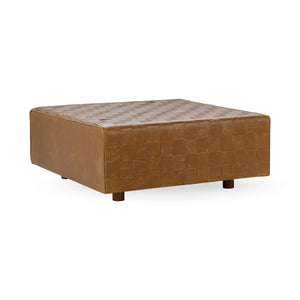 Aristo Leather Square Ottoman in Chestnut