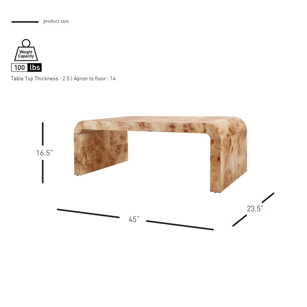 Adriel Burl Wood Coffee Table, Natural Burl