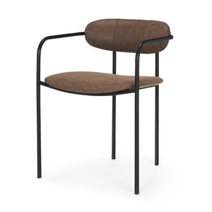 Parker Muted Brown Faux Leather w/ Black Metal Dining Chair