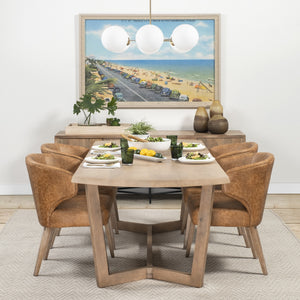 Niles 22.5L x 24.0W x 32.0H Brown Faux Leather Seat W/Brown Wooden Legs Wingback Dining Chair