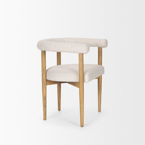 Arden Dining Chair w/ Medium Brown Wood and Cream Twill Fabric