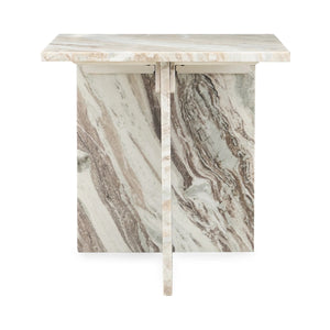 Bexly Marble Square End Table in Rusty Gray