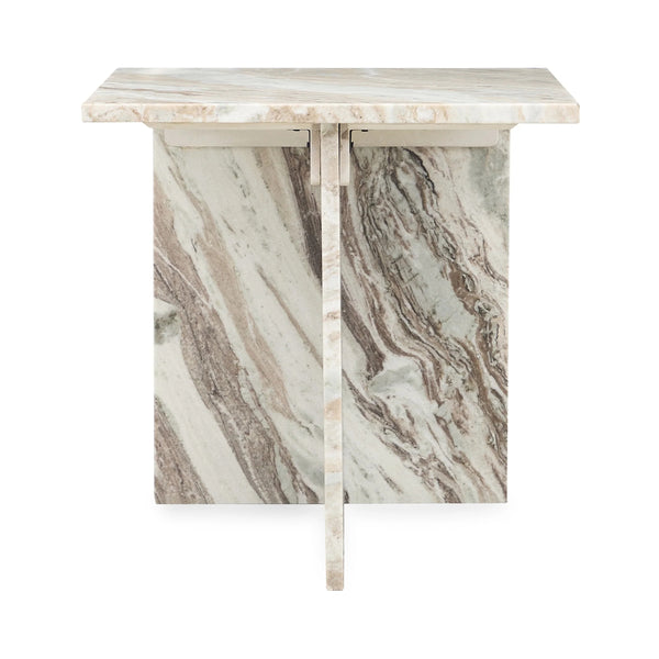 Bexly Marble Square End Table in Rusty Gray