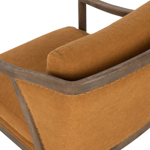 Scarlett Upholstered Accent Chair with Oak Frame in Burnt Orange