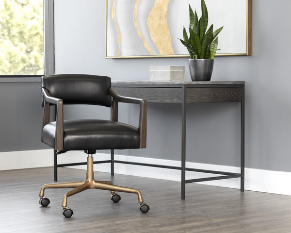 Keagan Office Chair - Cortina Black Leather